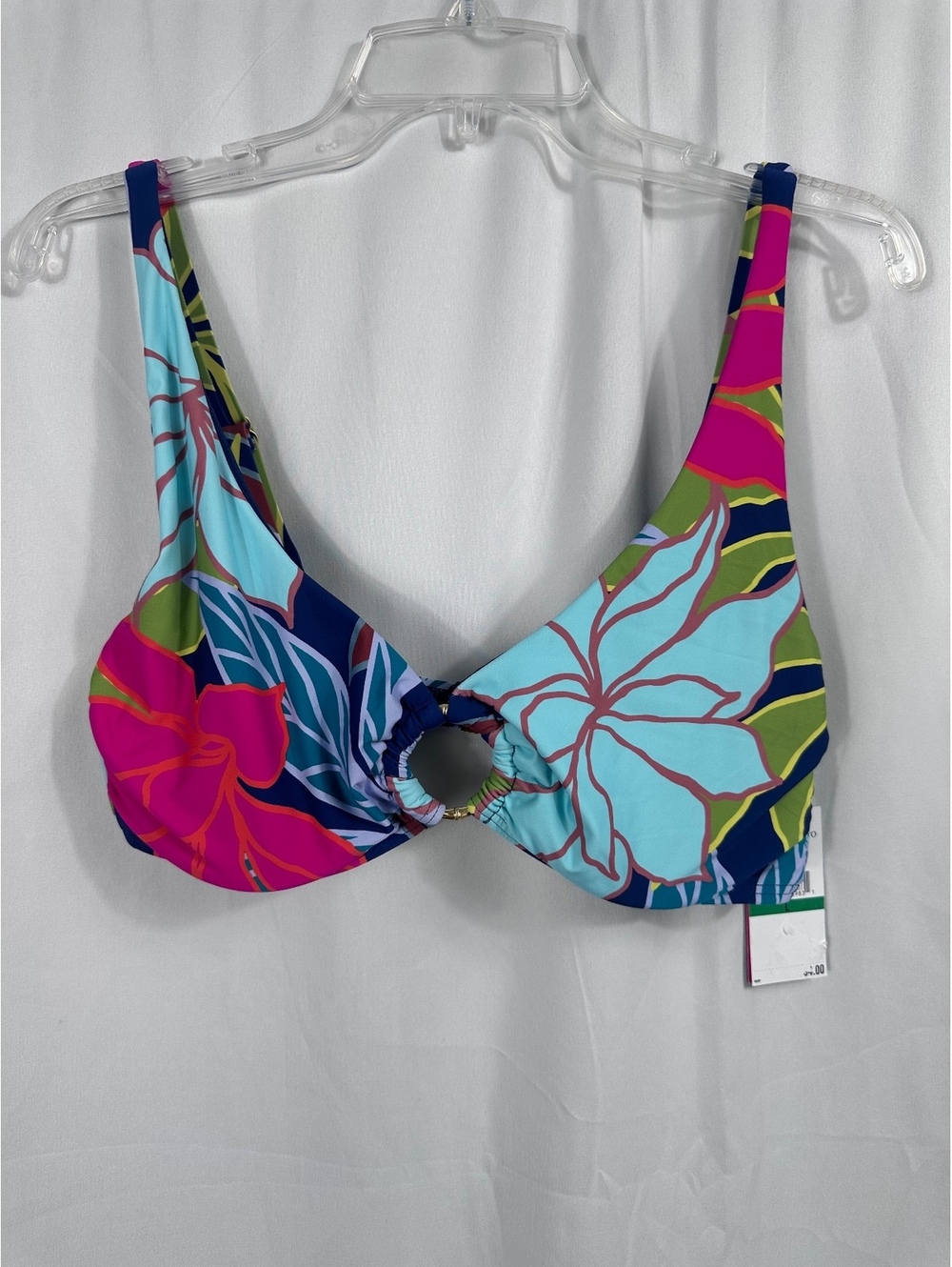 Vince Camuto Floral Print Bikini Top Large